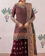 Iznik Wine Chiffon Suit- Pakistani Designer Chiffon Suit