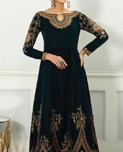 Dark Green Velvet Suit (2 Pcs)- Pakistani Winter Clothing