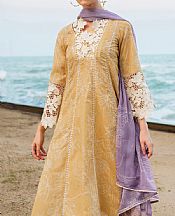 Iznik Sand Gold Lawn Suit- Pakistani Lawn Dress