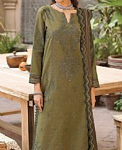 Olive Green Khaddar Suit- Pakistani Winter Dress