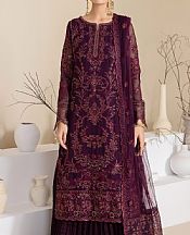 Iznik Egg Plant Chiffon Suit- Pakistani Designer Chiffon Suit