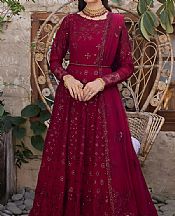 Iznik Wine Red Chiffon Suit- Pakistani Designer Chiffon Suit