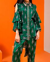 Brunswick Green Linen Suit (2 Pcs)- Pakistani Winter Dress