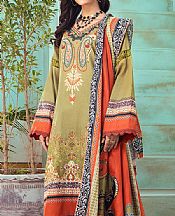 Khaki Brown/Safety Orange Khaddar Suit- Pakistani Winter Dress