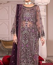 Janique Purple Taupe Organza Suit- Pakistani Chiffon Dress