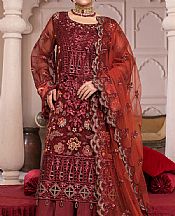 Janique Maroon Organza Suit- Pakistani Designer Chiffon Suit