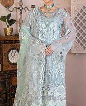 Janique Baby Blue Organza Suit- Pakistani Designer Chiffon Suit