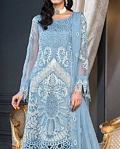 Janique Moonstone Blue Chiffon Suit- Pakistani Designer Chiffon Suit