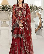 Janique Maroon Chiffon Suit- Pakistani Designer Chiffon Suit
