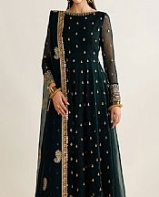 Jazmin Bottle Green Chiffon Suit- Pakistani Chiffon Dress