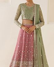 Jazmin Pistachio/Pink Chiffon Suit- Pakistani Designer Chiffon Suit