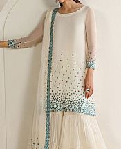 Jazmin White/Turquoise Chiffon Suit- Pakistani Designer Chiffon Suit