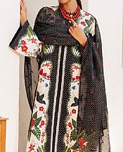 Jazmin Off White/Black Lawn Suit- Pakistani Lawn Dress