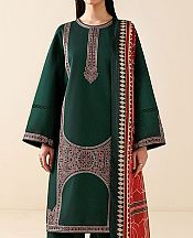 Jazmin Bottle Green Lawn Suit- Pakistani Lawn Dress