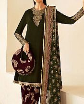 Jazmin Green/Maroon Velvet Suit- Pakistani Winter Clothing