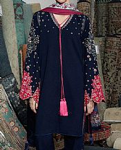 Jugnu Navy Blue Karandi Suit- Pakistani Winter Dress