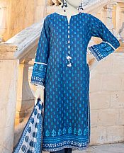 Junaid Jamshed Blue Lawn Suit- Pakistani Designer Lawn Suits