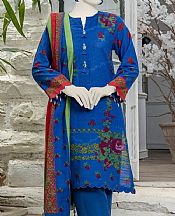 Junaid Jamshed Royal Blue Khaddar Suit- Pakistani Winter Dress
