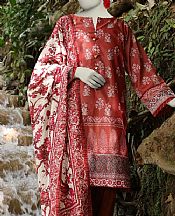 Junaid Jamshed Rust Lawn Suit- Pakistani Lawn Dress
