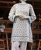 Junaid Jamshed Off-white Cambric Kurti- Pakistani Lawn Dress
