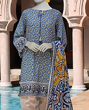Junaid Jamshed Blue/Mustard Lawn Suit (2 Pcs)- Pakistani Designer Lawn Suits