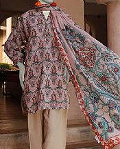 Junaid Jamshed Tea Pink Lawn Suit (2 Pcs)- Pakistani Lawn Dress