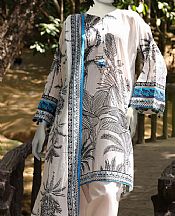 Junaid Jamshed Off-white/Grey Lawn Suit (2 Pcs)- Pakistani Designer Lawn Suits