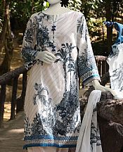 Junaid Jamshed Off-white/Blue Lawn Suit (2 Pcs)- Pakistani Lawn Dress