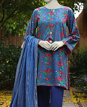 Junaid Jamshed Blue Lawn Suit (2 Pcs)- Pakistani Lawn Dress