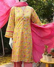 Junaid Jamshed Yellow/Pink Lawn Suit (2 Pcs)- Pakistani Designer Lawn Suits
