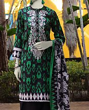 Junaid Jamshed Black/Green Lawn Suit- Pakistani Lawn Dress
