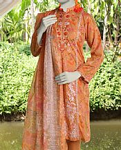Junaid Jamshed Orange Lawn Suit- Pakistani Lawn Dress