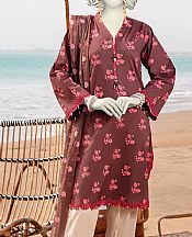 Junaid Jamshed Auburn Red Lawn Suit (2 Pcs)- Pakistani Lawn Dress