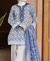 Junaid Jamshed White/Blue Lawn Suit- Pakistani Designer Lawn Suits