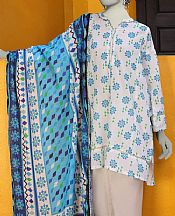 Junaid Jamshed White/Blue Lawn Suit- Pakistani Designer Lawn Suits