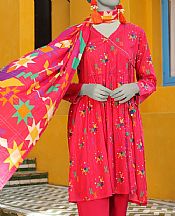 Junaid Jamshed Carmine Pink Lawn Suit- Pakistani Designer Lawn Suits