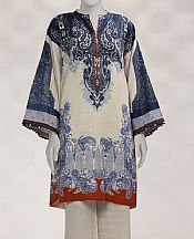 Junaid Jamshed Off-white/Blue Khaddar Suit (2 Pcs)- Pakistani Winter Clothing