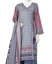 Junaid Jamshed Slate Grey/Red Lawn Suit- Pakistani Designer Lawn Suits