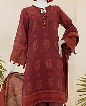 Junaid Jamshed Maroon Jacquard Suit- Pakistani Lawn Dress