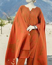 Junaid Jamshed Orange Jacquard Suit- Pakistani Winter Clothing