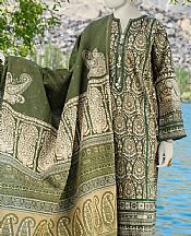 Junaid Jamshed Fern Green Cambric Suit- Pakistani Winter Dress
