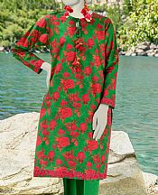 Junaid Jamshed Parrot Green Cambric Suit (2 Pcs)- Pakistani Winter Clothing