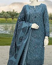 Junaid Jamshed Grey/Turquoise Cambric Suit (2 Pcs)- Pakistani Winter Clothing