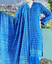 Junaid Jamshed Cerulean Blue Khaddar Suit- Pakistani Winter Dress