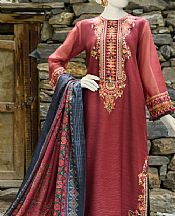 Junaid Jamshed Auburn Red Net Suit- Pakistani Designer Chiffon Suit