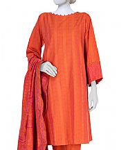 Junaid Jamshed Orange Jacquard Suit- Pakistani Winter Dress