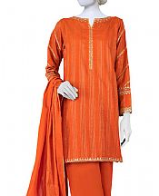 Junaid Jamshed Bright Orange Striped Suit- Pakistani Winter Clothing