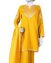 Junaid Jamshed Golden Yellow Striped Suit- Pakistani Winter Dress