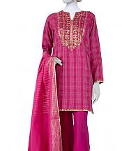 Junaid Jamshed Hot Pink Striped Suit- Pakistani Winter Dress