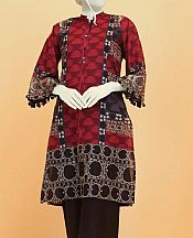 Black/Red Lawn Suit (2 Pcs)- Pakistani Designer Lawn Dress